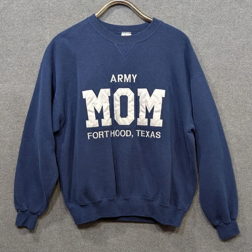 Vintage Army Mom Sweatshirt Womens Large Fort Hood Texas Military 90s Crew Neck